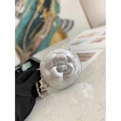 Chanel Mini Umhängetasche Original Leder 82121 Silber