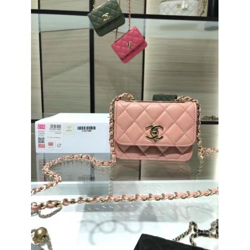 Chanel Mini Flap Umhängetasche Original Leder AP2301 rosa