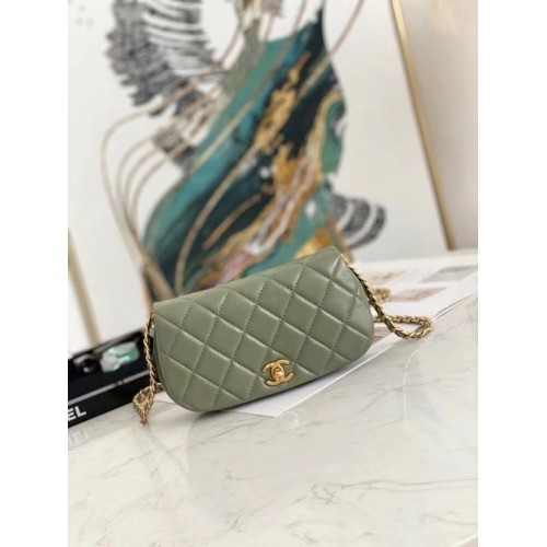 Chanel Mini Flap Umhängetasche Original Leder AP2344 grün
