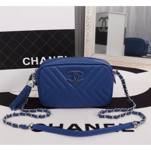 Chanel Mini-Umhängetasche aus Schafsleder 4669 blau