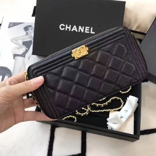 Chanel Mini Umhängetasche Cannage Muster A94452 Schwarz