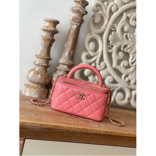 Chanel Mini Umhängetasche Lammleder Goldfarbenes Metall 81208 rosa