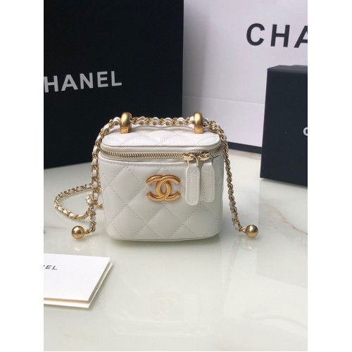 Chanel Mini Umhängetasche Lammleder Goldfarbenes Metall AP2292 weiß