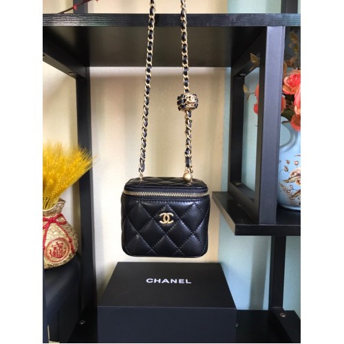 Chanel Mini Umhängetasche Lammleder Goldfarbenes Metall AP2929 schwarz