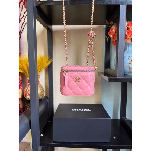 Chanel Mini Umhängetasche Lammleder Goldfarbenes Metall AP2929 rosa