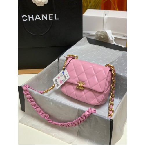 Chanel Mini-Umhängetasche Lammleder&goldfarbenes Metall AS3205 pink