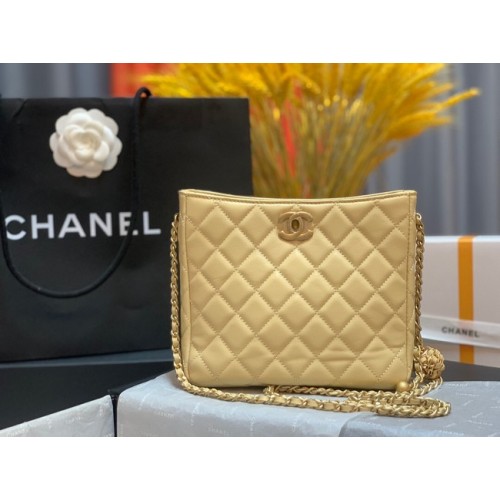 Chanel Mini-Umhängetasche Lammleder&goldfarbenes Metall AS3259 gelb