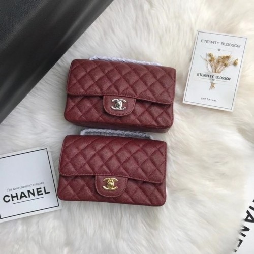 Chanel Mini-Überschlagtasche Genarbtes Kalbsleder A1116 Burgund