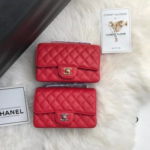 Chanel Mini-Überschlagtasche Genarbtes Kalbsleder A1116 ROT