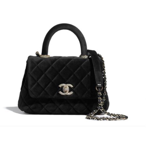 Chanel Mini-Überschlagtasche mit oberem Griff AS2215 schwarz