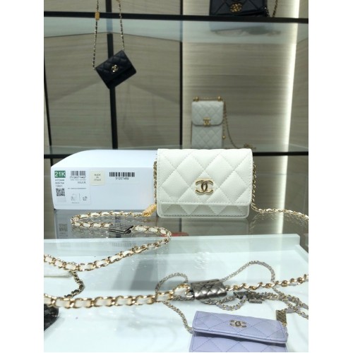 Chanel Mini-Leder-Umhängetasche AP2444 weiß