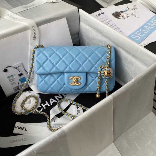 Chanel kleine Flap Bag Original Schafsleder AS1787 himmelblau