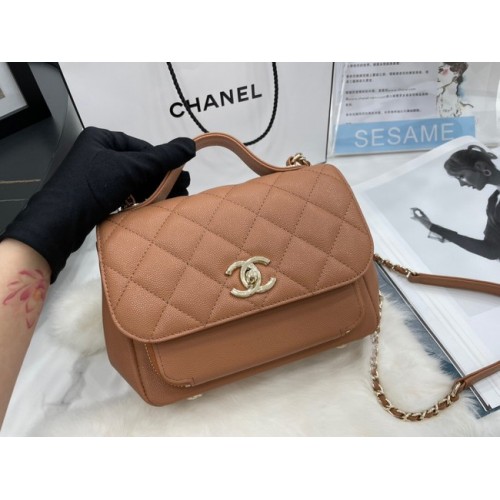 Chanel kleine Überschlagtasche Kalbsleder Goldfarbenes Metall A93749 braun