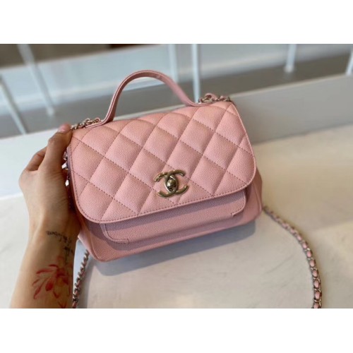 Chanel kleine Überschlagtasche Kalbsleder Goldfarbenes Metall A93749 rosa