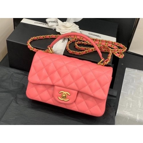 Chanel kleine Tragetasche Schafsleder Goldfarbenes Metall AS2431 rosa
