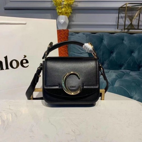 Chloe Original Kleine Tasche aus Kalbsleder mit Griff oben 3S030 Schwarz