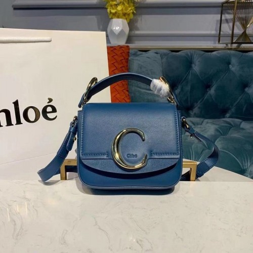 Chloe Original Kleine Tasche aus Kalbsleder mit Griff oben 3S030 Blau