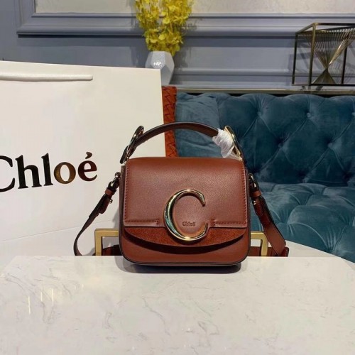 Chloe Original Kleine Tasche aus Kalbsleder mit Griff oben 3S030 Braun