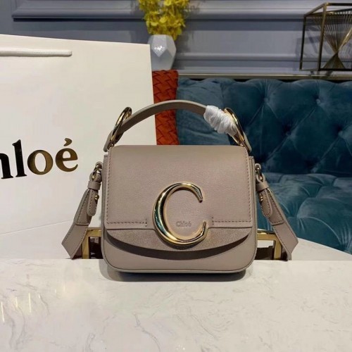Chloe Original Kleine Tasche aus Kalbsleder mit Griff oben 3S030 Grau