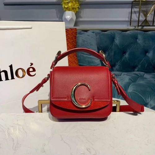 Chloe Original Kleine Tasche aus Kalbsleder mit Griff oben 3S030 Rot