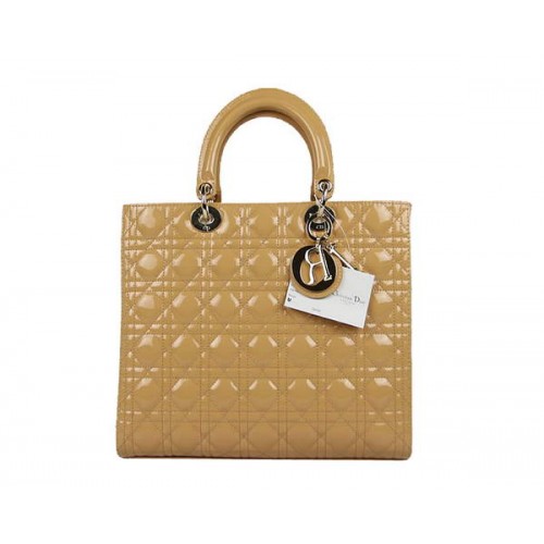 Heißer Verkauf Christian Dior Patent Taschen Große Lady Dior Bag CAL44561 Apricot Golden