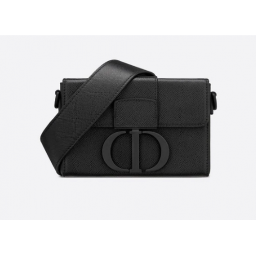 DIOR 30 MONTAIGNE BOX BAG Ultramattes, genarbtes Kalbsleder in Schwarz M9204S