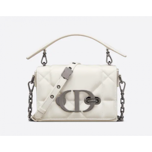DIOR 30 MONTAIGNE BOX BAG MIT GRIFF Latte Maxicannage Lammleder M9218B WEISS