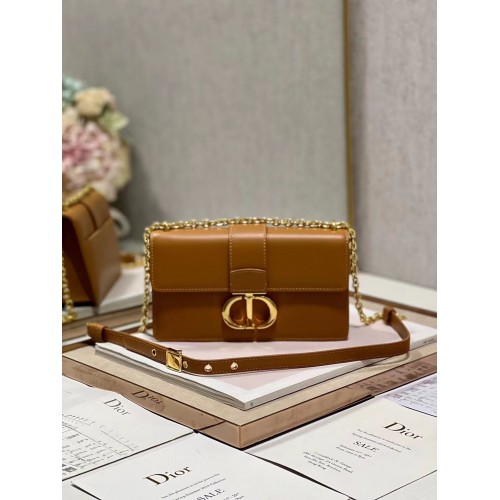 DIOR 30 MONTAIGNE EAST-WEST TASCHE MIT KETTE Kalbsleder M9334 braun