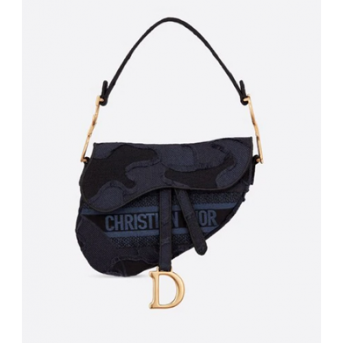 DIOR BLUE SADDLE CAMOUFLAGE BESTICKTE CANVASTASCHE M0446C
