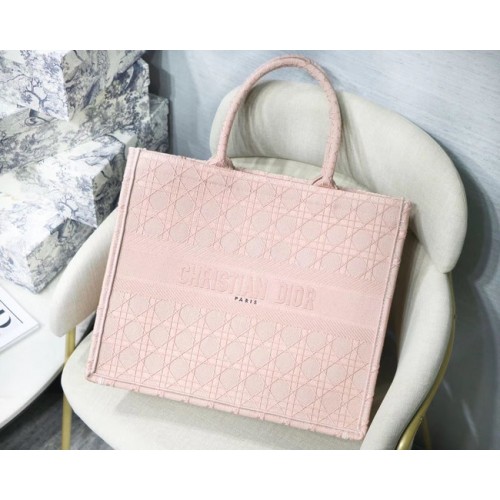 DIOR BOOK TOTE BAG AUS BESTICKTEM LEINWAND C1286 Rosa