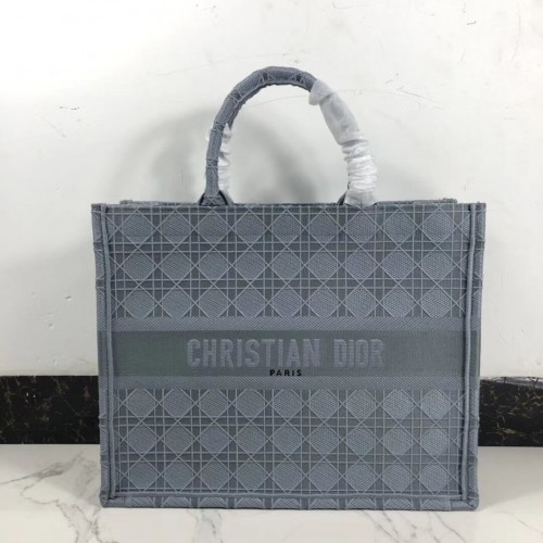DIOR BOOK TOTE BAG AUS BESTICKTEM CANVAS C1286 Graublau
