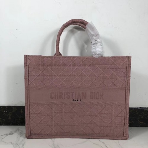 DIOR BOOK TOTE BAG AUS BESTICKTEM LEINWAND C1286 Rosa