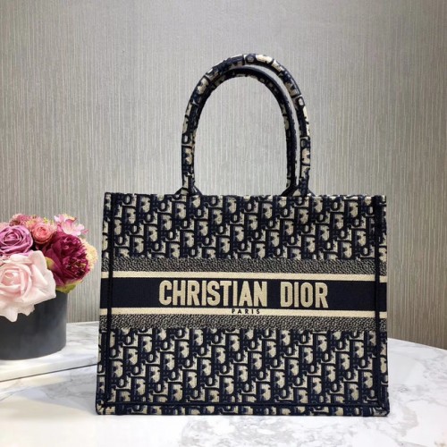 DIOR BOOK TOTE BAG AUS BESTICKTEM LEINWAND C1286-1 Navy