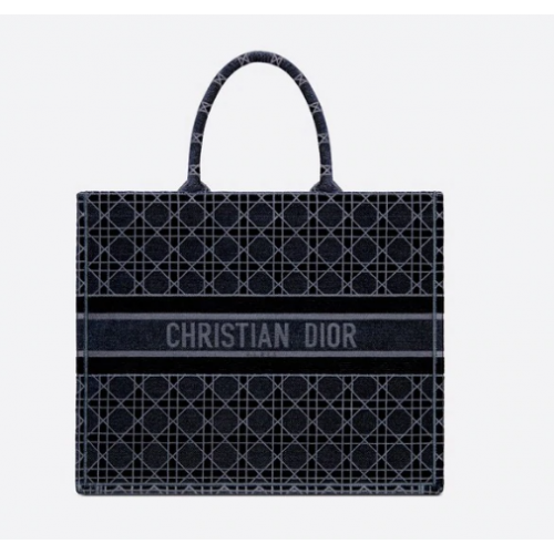 DIOR BOOK TOTE Samt mit Cannage-Stickerei in Blau M1286Z
