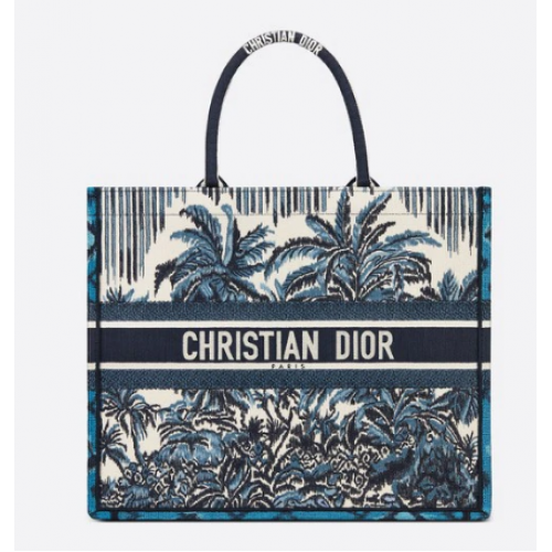 DIOR BOOK TOTE Blaue Dior-Palmenstickerei M1286