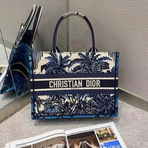 DIOR BOOK TOTE Blaue Dior-Palmenstickerei M1287