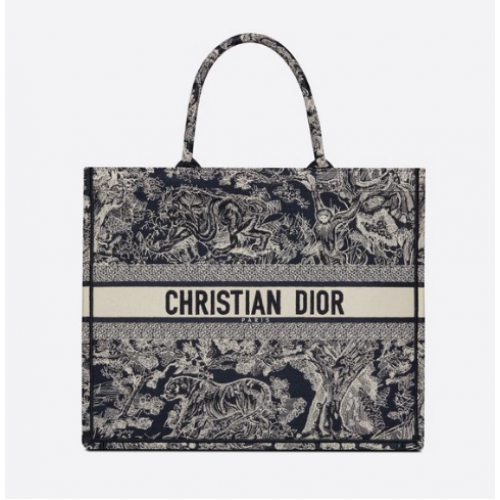 DIOR BOOK TOTE Blau Toile de Jouy Stickerei auf der Rückseite M1286ZR