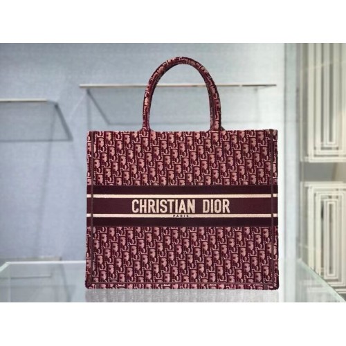 DIOR BOOK TOTE Burgund Dior Oblique bestickter Samt M1286Z