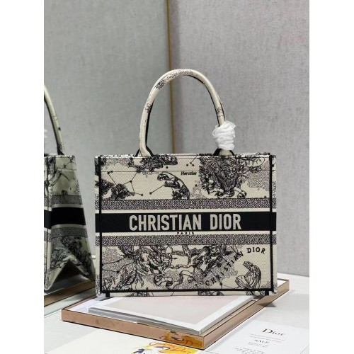 DIOR BOOK TOTE Latte Multicolor Dior Zodiac-Stickerei M1296ZR