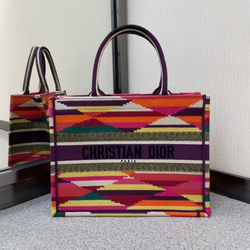 DIOR BOOK TOTE Mehrfarbige D-Streifen-Stickerei M1287Z