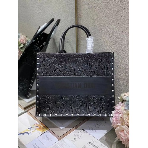 DIOR BOOK TOTE Mehrfarbige Stickerei M1297ZR-16 SCHWARZ