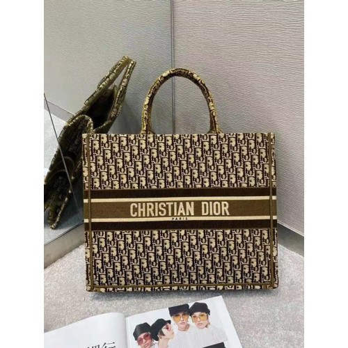 DIOR BOOK TOTE Schräg bestickter Samt M1297ZW Braun