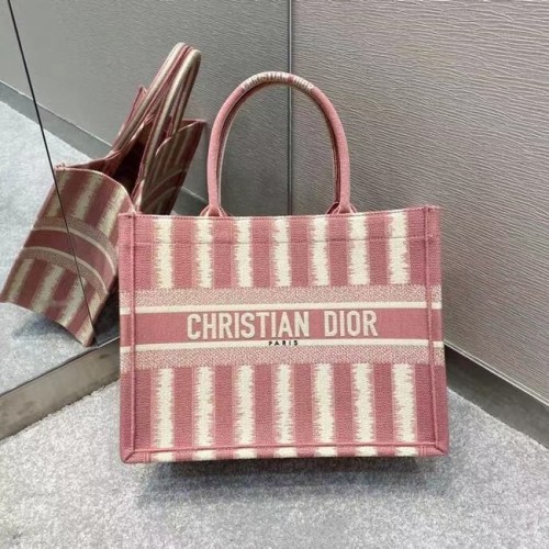 DIOR BOOK TOTE Pinkfarbene D-Streifen-Stickerei M1287