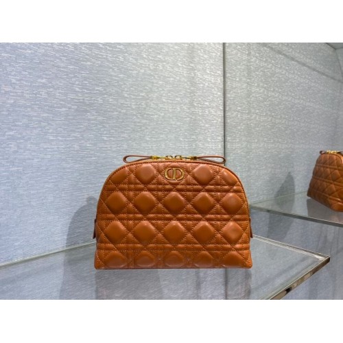 DIOR CARO SCHÖNHEITSTASCHE Cannage Lammleder S5047 braun