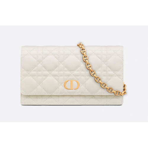 DIOR CARO GÜRTELTASCHE MIT KETTE Latte Geschmeidiges Cannage-Kalbsleder S5091UW