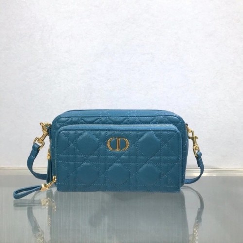DIOR CARO DOPPELTASCHE Geschmeidiges Cannage-Kalbsleder S5037U blau