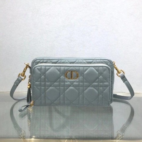 DIOR CARO DOPPELTASCHE Geschmeidiges Cannage-Kalbsleder S5037U grau