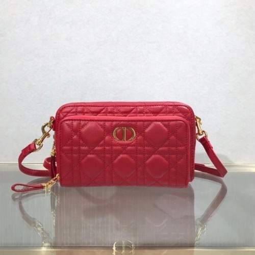 DIOR CARO DOPPELTASCHE Geschmeidiges Cannage-Kalbsleder S5037U Rot