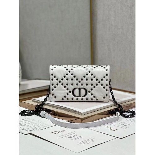 DIOR CARO MACROCANNAGE POUCH Latte Macrocannage-Kalbsleder mit Sternenmotiv S5135UNH