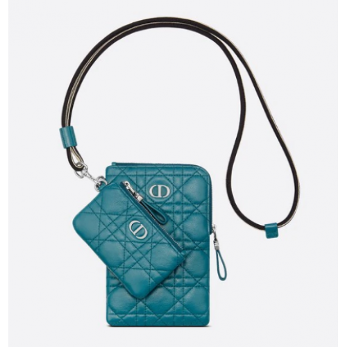 DIOR CARO MULTIFUNKTIONSTASCHE Deep Ocean Blue Geschmeidiges Cannage-Kalbsleder S5036PWH